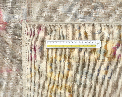 14 Ft Vintage Brown Persian Style Distressed Hand Knotted Low Pile Wool Runner Rug